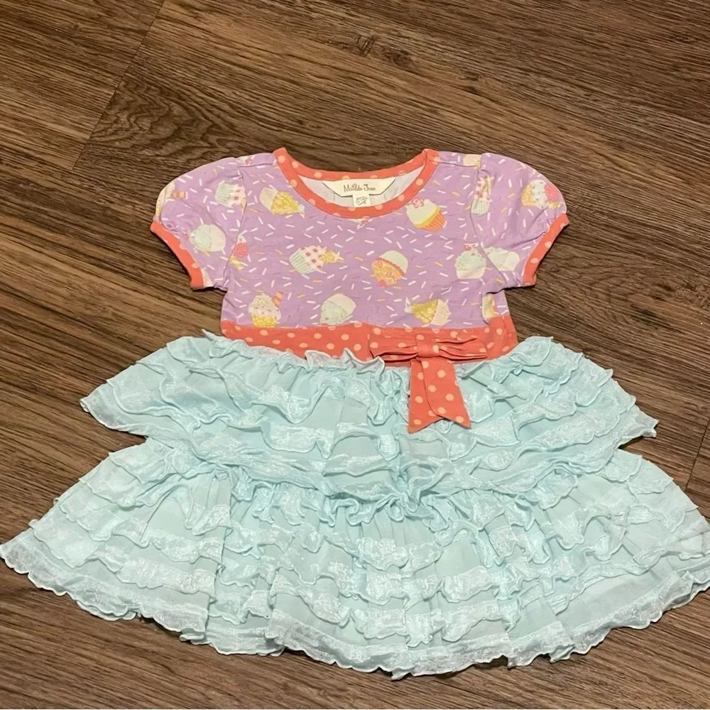 Matilda Jane Extra Sprinkles Dress and Bloomers Lavender Blue Orange 12-18 mos